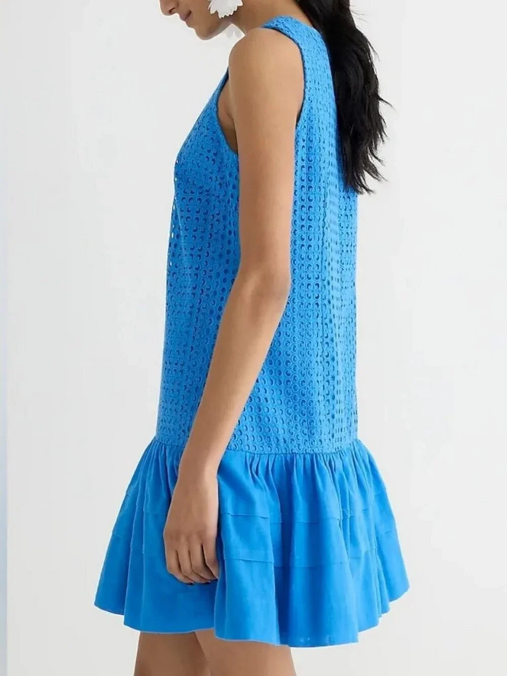 J. Crew Pleated Hem Eyelet Shift Dress